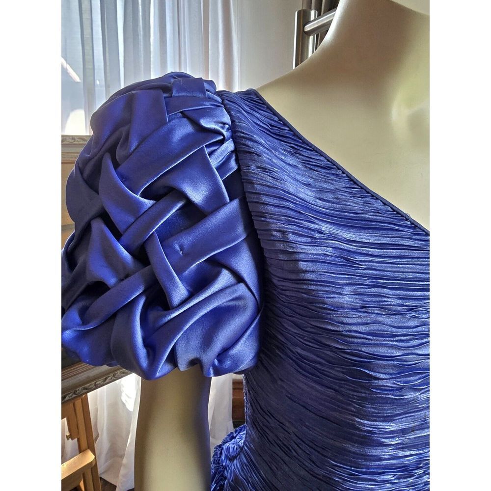 Vintage Mary McFadden Pleated Plisse Amazing Blue Dress Special! S‎